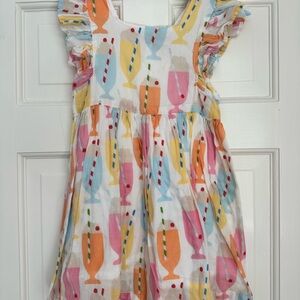 Pink Chicken Orange Yellow Ruffled Smocked Sundress